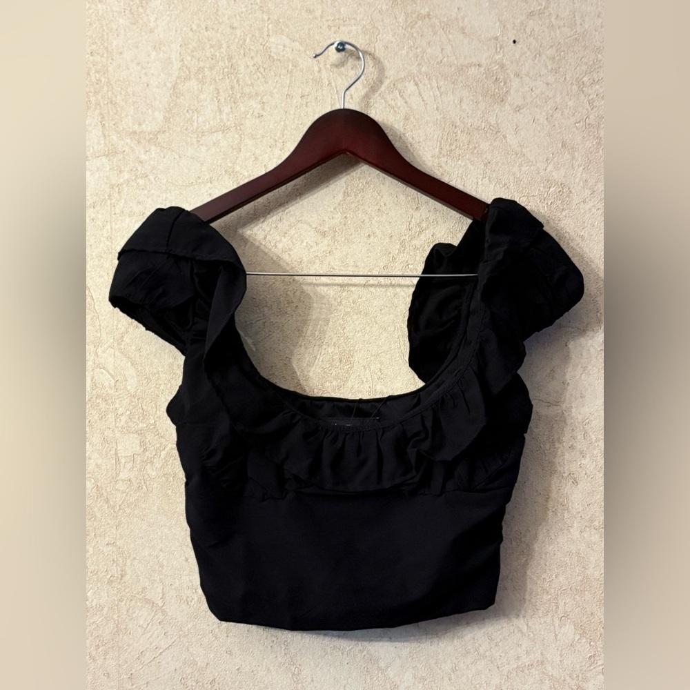 Zara Black Crop Top ON/OFF Shoulder